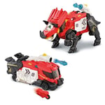 VTech - Switch&Go Dinos, Salvador Triceratops Camion de Pompiers, Comprend Moto de Sauvetage, Canon à Eau, Jouet Transformable 2en1 Dino-Car, pour Les Enfants +3 Ans, Exclusif sur Amazon, Version ESP