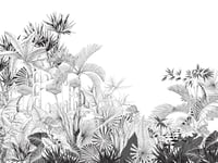 Rasch 688153 Papier peint photo en intissé avec motif tropical en noir et blanc sur fond blanc, 3 m x 4 m