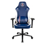 Konix PSG Chaise de Bureau Gaming Premium - Inclinaison siège 150° - Cuir polyuréthane - Coussin lombaires et cervicaux réglable - Appui-tête - Bleu