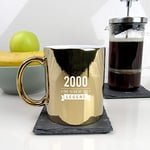 eBuyGB Twenty-First Gift for Dad Engraved Metallic Shiny Gold Coffee Mug-2000 Year of The Legend Design-21st Birthday, Men-350ml Tea Cup, Ceramic