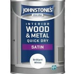 Johnstone's One Coat Quick Dry Satin Brilliant White Interior Paint 1.25L