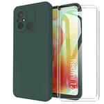 MOONESS Coque pour Xiaomi Redmi 12C / Redmi 11A 6,71",Silicone Liquid Compatible avec Xiaomi Redmi 12C / Redmi 11A,Étui de Protection Antichoc Housse Case Cover - Vert foncé