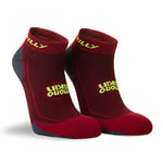 Hilly Active-Quarter-Min Cushioning Chaussettes de Course, Bordeaux/Jaune Fluo, S Mixte