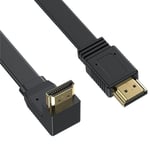 Cable Plat Hdmi 2.0 50 Cm-Angle Vers Le Haut 90 °-Ultra Hd Avec Ethernet-Prend En Charge 4 K 60 Hz 1080P-3D-Pour Pc,Hdtv,Box,Moniteur,Montagemural,Lecteur Dvd(Angle Vers Le