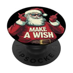 Le discours « Make a Wish » du Père Noël apporte des miracles de Noël PopSockets PopGrip Adhésif