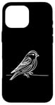 Coque pour iPhone 16 Pro Max Line Art Oiseau et Ornithologue Pin Siskin