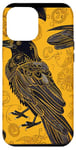 Coque pour iPhone 12 Pro Max Jaune Abstrait Paisley Corbeau Art