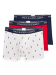 Polo Ralph Lauren Stretch Cotton Trunks, Pack of 3, White/Red/Navy