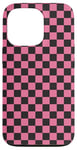 Coque pour iPhone 13 Pro Mini Black and Pink Classic Checkered Checker Checkerboard