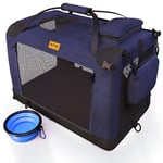 PetProved Dog Travel Crate Dog Carrier Pet Carriers for Dogs Medium Dog Car Crate Carrier Collapsible Dog Crate Foldable Crates for Cars Navy