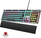 Clavier Gaming Mécanique Clavier Gamer Programmable Avec Repose-Poignet Magnétique, Switch Rouges, 19 Modes Led, Touches Multimédia, Clavier Azerty Pc/Wins/Ps4