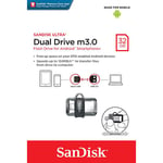 Sandisk Clé USB 3.0 Ultra Dual avec double connectique Micro - 32 Go argent/noir