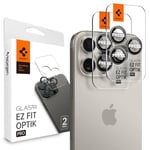 Spigen Glas.tR EZ Fit Optik Pro Tempered Glass Camera Lens Protector for iPhone 16 Pro, iPhone 16 Pro Max - Natural Titanium (2 Pack)