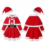 Flickor Santa Claus Cosplay Klänning Jul Klänning Hatt Outfit 140CM