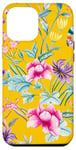 Coque pour iPhone 12 Pro Max Chinoiserie jaune florale avec accents papillon