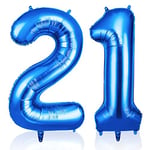 OFFCUP Ballon Chiffre 21 Bleu | Ballon Anniversaire 21 An 101cm | Numéro de Ballon | Décoratif Ballon | D'hélium Decoration Anniversaire Fête Vacances Ans Anniversaire