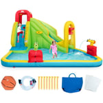 Goplus - Château Gonflable,Aire de Jeux Gonflable avec Toboggan pour Exterieur , Toboggan Aquatique Gonflable avec Fusils a Eau en Plein Air pour