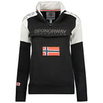 Geographical Norway Fagostino Lady - Sweat Femme Capuche Poches Kangourou - Sweatshirt Femmes Pull Casual Manches Longues Chaud (Noir XL Taille 4)