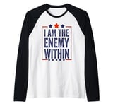 Funny I Am The Enemy Within 2024 Women's Cat Lady Raglan Baseball Tee