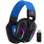 1 casque de jeu multiplateforme PC, casque sans fil avec Dolby Atmos ¿ Microphone de qualité professionnelle avec lumière RVB clignotante, ¿ Compatible avec PC, Mac, PS5, PS4, Switch, appareils mobile Noir Bleu