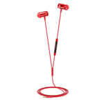 Earphone, Extended 3m In-Ear Metal Earphones Double Noise Reduction Wired Headphones for Mobile Phones Live Broadcast Video for IOS/for Android/Computer(red)