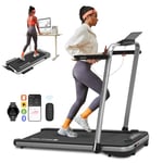 Mobvoi Home Treadmill SE 3 in 1 Foldable Treadmill for Home Walking Pad 2.5 HP Compact Portable folding Under Desk Running Machine with Remote Control LED Display for Home Office 12 km/h (Silver)