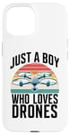 Coque pour iPhone 15 Just A Boy Who Loves Drones Drone Lover Pilote d'antenne amusant