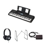 Yamaha PSR-E383 Portable Keyboard for Beginners bundled with HPH-100 Headphones, L-2C Keyboard Stand, and sustain Pedal