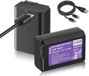 2 pièces NP-FW50 Batterie Remplacement 2250mAh avec USB Type-C-Charge, Compatible avec Sony ZV-E10, Alpha a5100, a6000, a6300, a6400, a6500, a7, a7 II, a7R II, a7S II, RX10 caméra