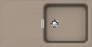 SCHOCK | Wembley Green Line Évier de cuisine, 1 grande baignoire avec goutteur, baignoire réversible, matériau ®Cristadur, TWILIGHT Taupe mate, 1000 x 510 mm