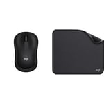 Logitech M220 Silent Souris Sans Fil, 2.4 GHz avec Récepteur USB, Résolution Capteur 1000 PPP + Logitech Mouse Pad - Studio Series, Tapis de Souris d'Ordinateur