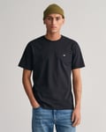 Gant Mens Regular Fit Short Sleeve Shield Logo T-Shirt - Black Cotton - Size X-Large