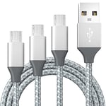 BIBTIM Câble Micro USB [1M/Lot de 3], câble micro paire mâle USB 2.0A, câble de charge rapide Android micro USB Vitesse de transfert de données 480Mbps, compatible avec Samsung Galaxy S7 S6, Sony, LG