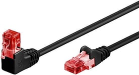 goobay 51517 CAT 6 Patch Cable 90 Degree Male Network Cable Ethernet Playstation Xbox LAN Cable DSL U/UTP RJ45 Plug Black 3 Metres