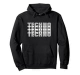 Techno Music Blurry Text Rave Party Hard Dance Graphic Pullover Hoodie