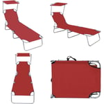 Chaise longue pliable avec auvent Rouge Aluminium - chaise longue - chaises longues - Home & Living - Rouge