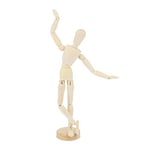 relaxdays Mannequin en Bois, Mobile, pantin articulé pour Dessiner, Bonhomme avec Support, HLP 30 x 8 x 4,5 cm, Nature