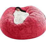 Lazy Sofa Bean Bag Konstgjord päls Bean Bag Bönsoffa Bright red 150cm*75cm