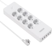 1700J Multi Prise Parafoudre Et Surtension, 4000W/16A Multiprise 8 Prises 5 Usb Ports Avec Interrupteur Protégé Contre Les Surcharges, Rallonge Multiprises 1.5M Support Mural Blanc[MUL211129]