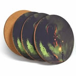 4 Set - Spooky Demon Horror Devil Coasters - Kitchen Drinks Coaster Gift #14036