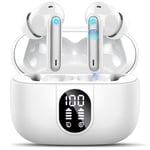 Csasan Wireless Earbuds, Wireless Headphones Bluetooth 5.3 Headphones In Ear with 4 ENC Noise Cancelling Mic, New 40H Bluetooth Earphones Mini Deep Bass Stereo Ear Buds, IP7 Waterproof, LED Display