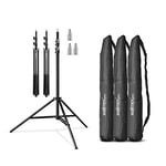 Walimex pro 3x lamp tripod WT-806 with spring damping I height max. 256cm I stable light tripod loadable up to 6kg I lighting tripod for ring light, reflector, flash & video I 3/8" adapter & 3 bags