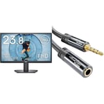 Dell SE2422HX 24 Inch Full HD (1920x1080) Monitor, 75Hz, VA, 5ms, AMD FreeSync, HDMI, VGA & Headset extension lead/extension cable with break-proof metal plug – 10m