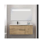 Meuble de salle de bain vasque déportée - roble (chêne clair) - king et miroir Led stam - 120cm