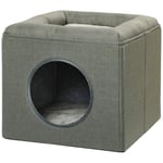 Cat Cave 36,5X36,5X33Cm Tvåvånings Katthus Med Kudde, Hundhus För Katter Upp Till 5 Kg I Grönt