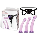 Lux Fetish Sexy 4 Piece Pegging Training Set Dildos And Strap On Harness Purple