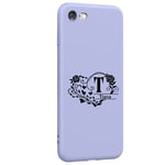 Coque violet Iphone 7 8 SE 2020 2022 prenom 16 coeur fleur