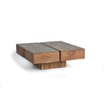 Table Basse Bois, Fer Marron 80x80x30cm - Bois-Fer - Décoration d'Autrefois