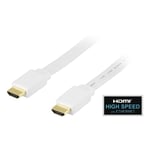 DELTACO HDMI-kabel, v1.4+Ethernet, 19-pin ha-ha, 1080p, flat, vit 1,5m