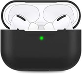 AHASTYLE Coque en Silicone pour Airpods Pro Anti-Rayures Étui de Protection Compatible avec Airpods Pro 2019 [LED Frontale Visible] Housse Antichoc pour Apple AirPods Pro (sans Mousqueton, Noir)